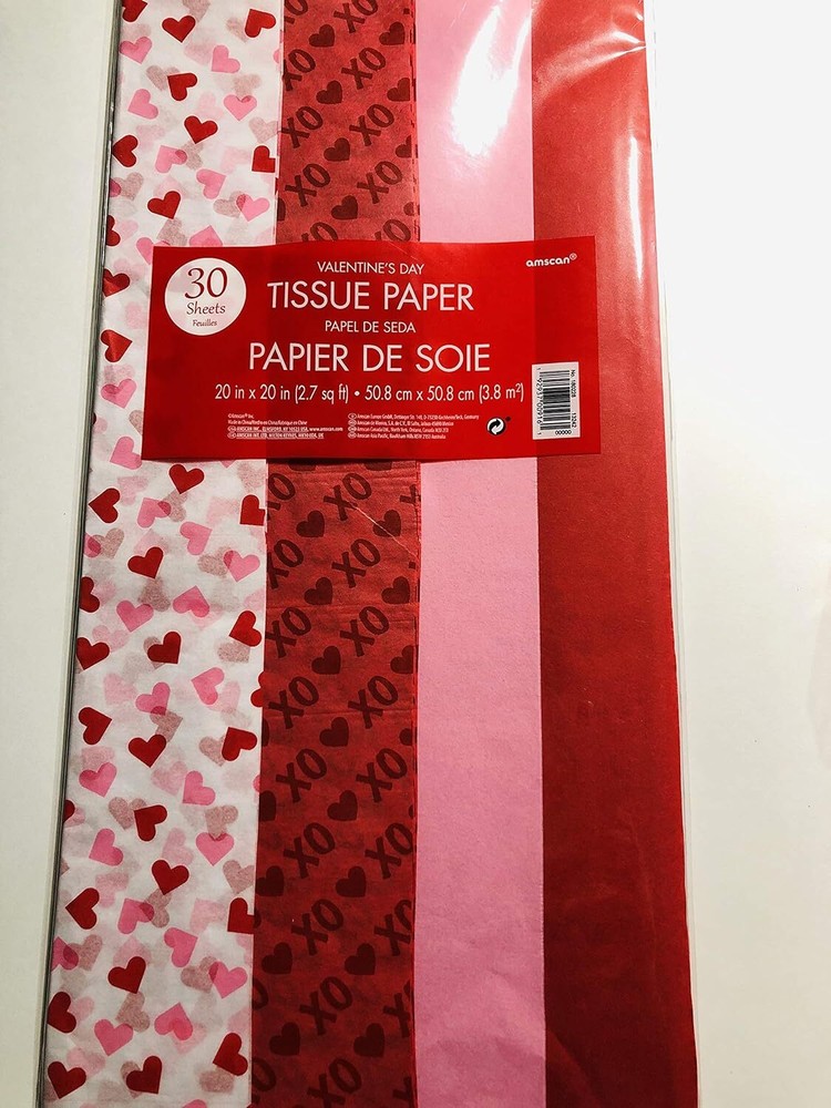 Valentine’s Day Hearts Red Pink White Holiday Theme Party Gift Wrap Tissue Paper