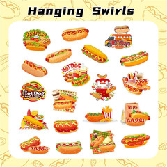 20 PCS Hot Dog Hanging Swirl Decorations Hot Dog Ceiling Streamers Hanging Decor
