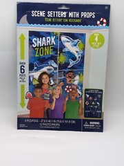 SHARK ZONE Scene Setter party wall BACKDROP fish ocean jaws 12 photo booth props
