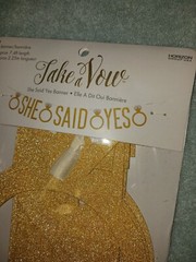 She Said Yes, Gold Glittery 7ft Engagement Banner. New