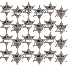 Metal Sheriff Badges – (Pack of 24) Silver Star Name Badges with Stickers for…