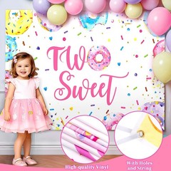 2nd Birthday Party Decorations – ‘TWO’ Boxes, Donut Balloon Arch, Tablecloth, Cr