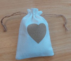 10 X Bridal/ Christening White Canvas Favour Gifts Bag With String