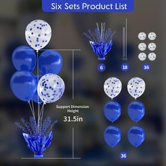 Royal Blue Balloon Table Centerpiece Kit, 6 Set Blue Balloon Stands for Table…