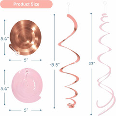 Pink Hanging Swirl Decorations for Party – 42PCS Rose Gold Foil Ceiling Streamer