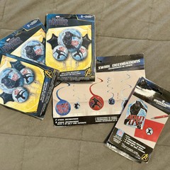 Black Panther Birthday Decor Invites, Balloons, Spiral Decorations