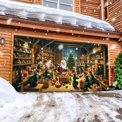 7 X 16 Ft Christmas Garage Door Cover Banner Christmas Garage Door Decorations