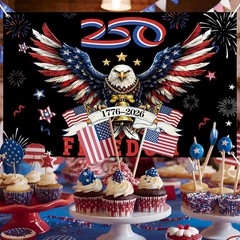 Large 250th Anniversary Backdrop Banner 250 Years of Freedom America Eagle 1776-
