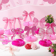 9 Pcs Pink Bow Honeycomb Centerpieces Coquette Party Decorations 3D Hot Pink Bow