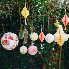 BOHO FLORAL GARLAND LANTERN Birthday Bohemian Garden Summer Party Decor Hanging