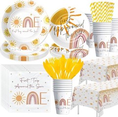 First Trip around the Sun Birthday Decorations Tableware – Boho Sunshine Sun 1St