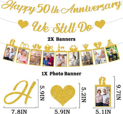 Happy 50Th Anniversary Party Decorations – Gold Glitter We Still Do Decoration w