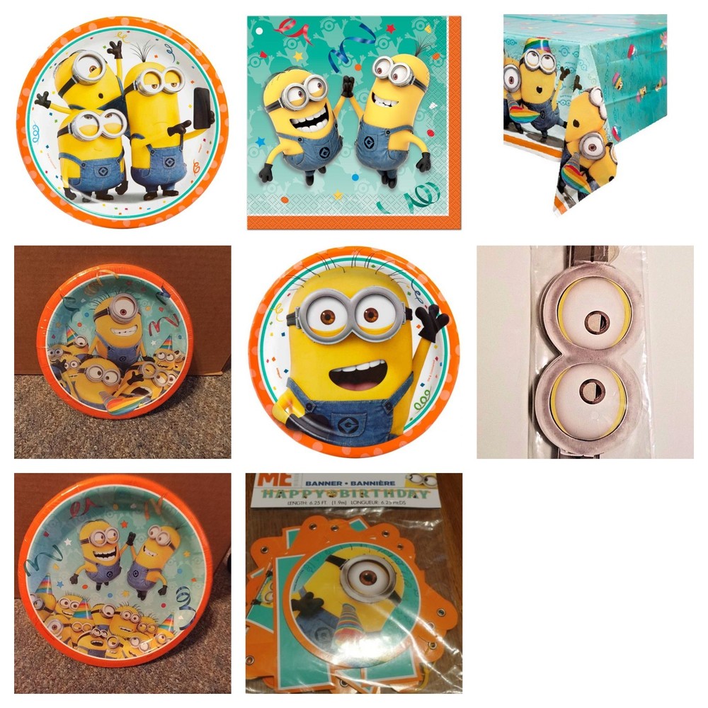 Minions Despicable Me Birthday Party Supplies Plates Table Cover Napkins New
