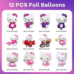 12 Pcs Hello Kitty Birthday Balloons – Party Supplies Decorations 28 in