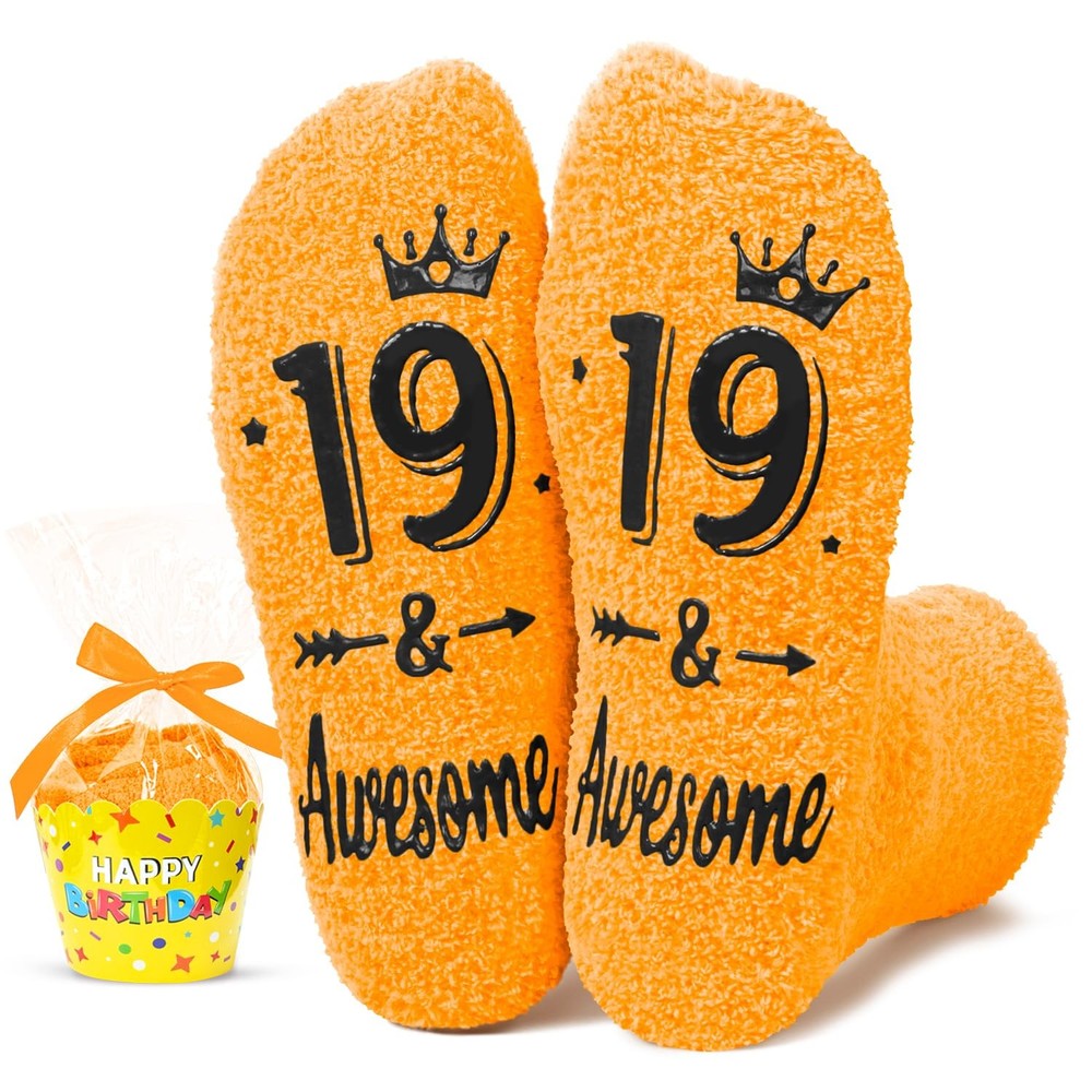 19th Birthday Fuzzy Socks Gift Idea 19 Year Old Present Girl Boy Novelty