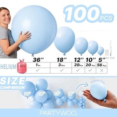 100pc Baby Blue Balloon Arch Kit Pastel Sky Aqua Latex Balloons Party Decor