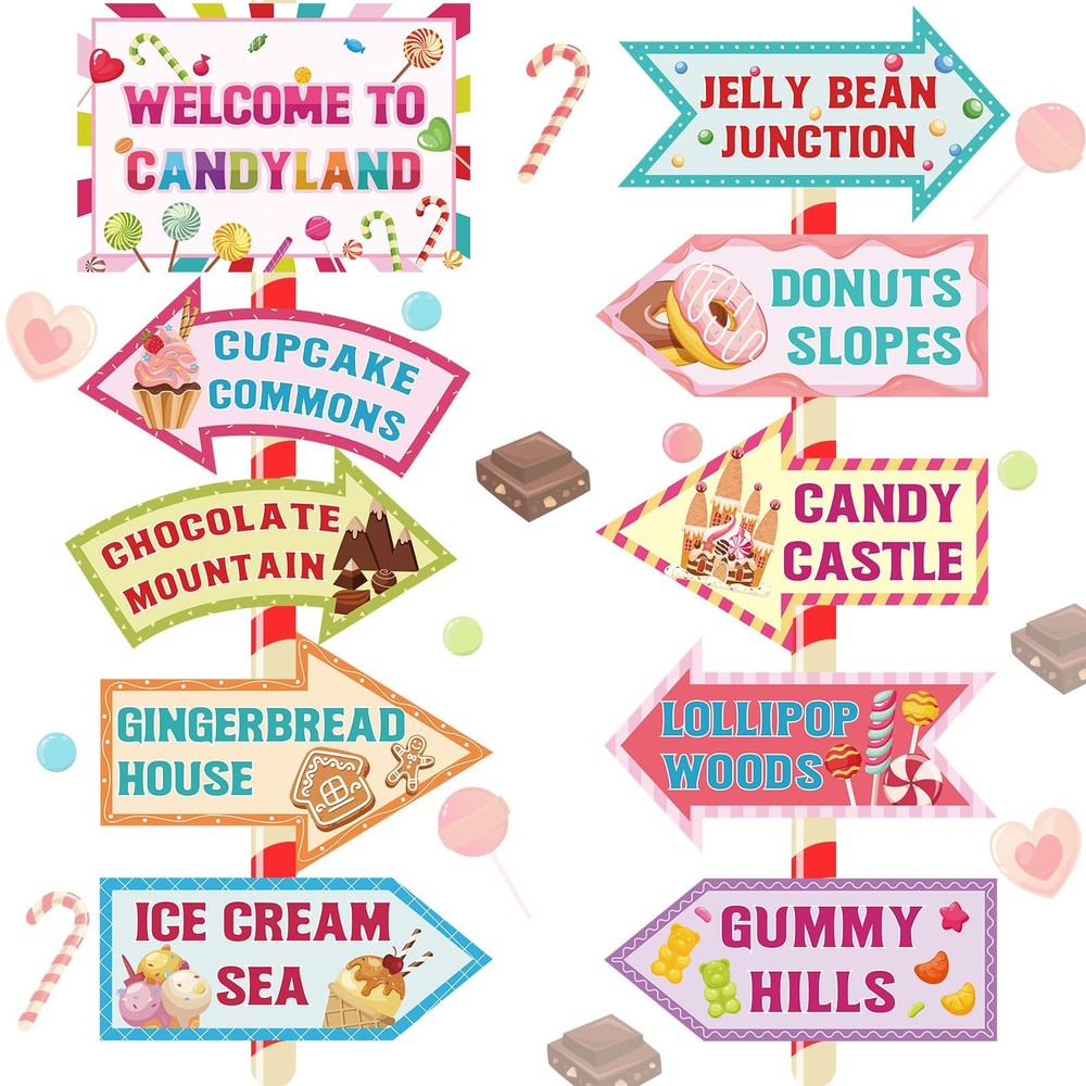 20 Pieces Candyland Decorations Welcome to Various, Pastel and vibrant colors