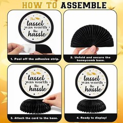 Graduation Decorations 2026 – Black Gold Graduation Honeycomb for Table Cente…