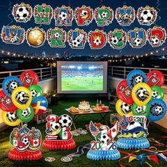 2026 World Cup Soccer Party Decorations Kit, Football Theme Decorations with Ban