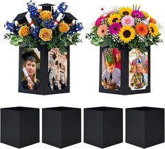 6 Pack Picture Centerpieces for Table, 4-Sided 4X6 Photo Display Boxes, Hollow C
