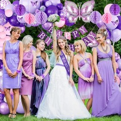 Purple Birthday Decorations, Purple Pink Party Decorations with Happy Birthday
