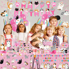 204Pcs Cat Birthday Decorations – Cat Birthday Party Supplies Include Plates,Nap