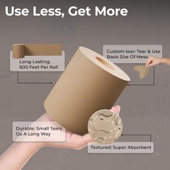 Restaurantware Paper Towel Roll 600′ x 8″ 1 Ply Universal Dispenser 2″ Core H…
