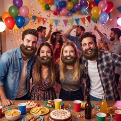 Brown Fake Beard, Fake Mustache with Elastic Band No Glue Realistic Facial Ha…