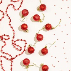 24 Count Small Christmas Ornaments Balls, Mini Ornaments for Mini 1.2 inch Red