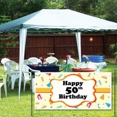 Happy 50th Birthday Party Hats 2’x4′ Vinyl Banner