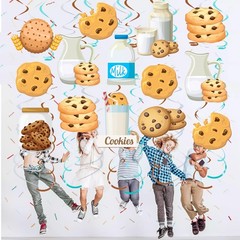 30Pcs Chocolate Chip Cookies And Milk Hanging Swirls Ceiling Streamers Set