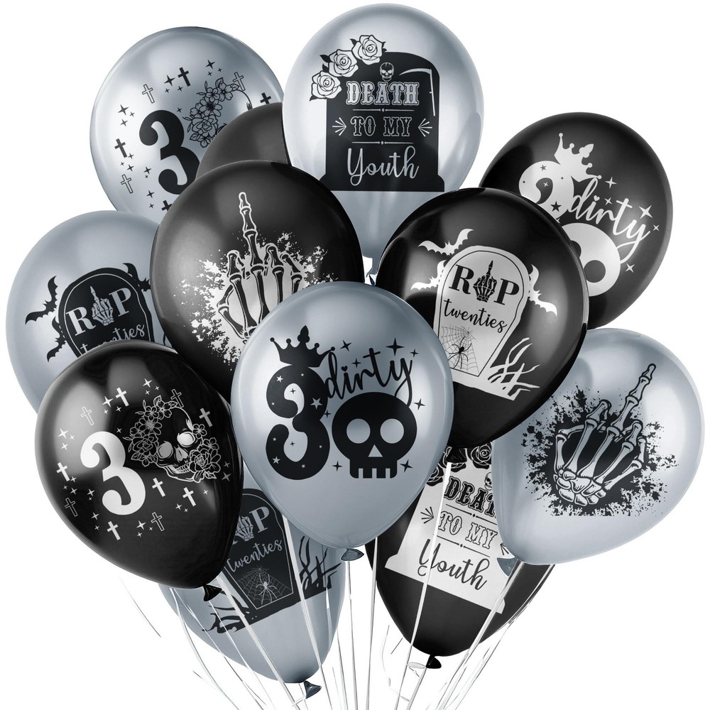 43Pcs Rip to My 20s Balloon, Death to My 20s Decoration, Black 30th Balloon B…