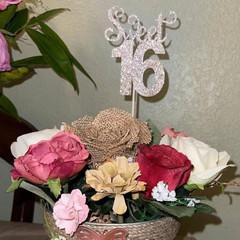 10-Pack Glitter Gold Double Sided Sweet 16 Birthday Anniversary Centerpiece Stic