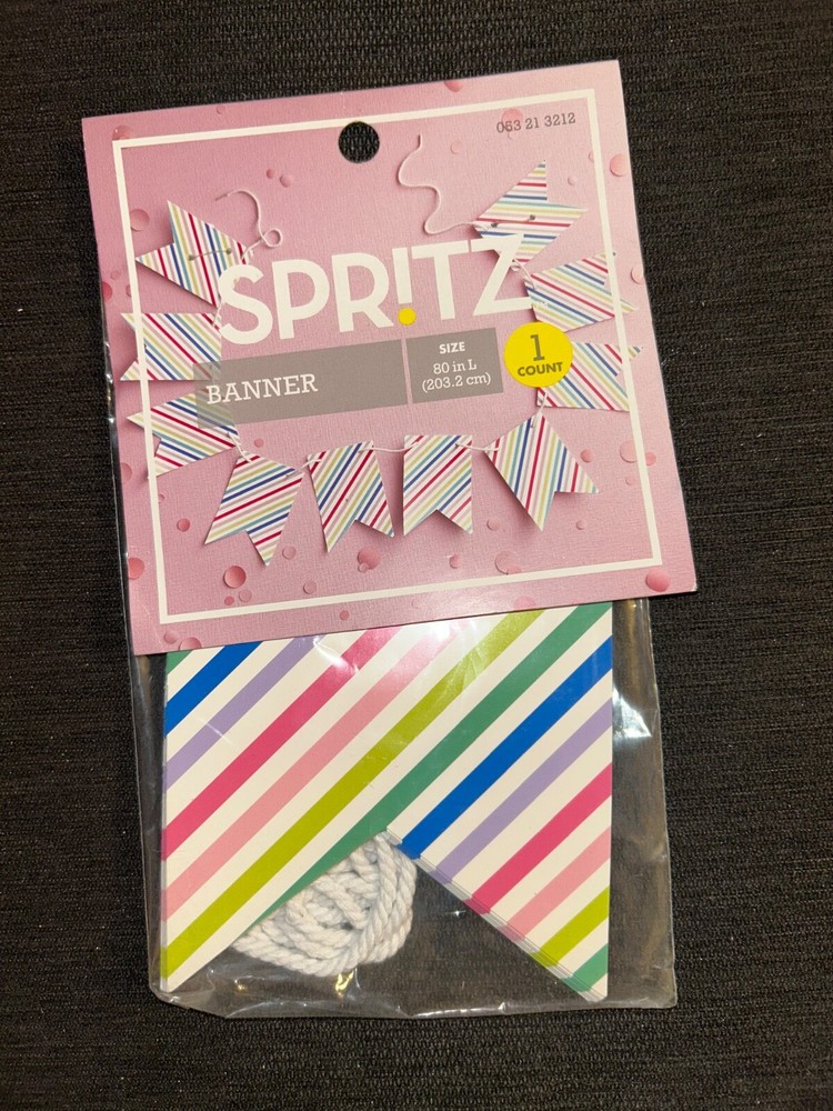 Spritz 80in Striped Pennant Banner on a White Rope Hanging Decor
