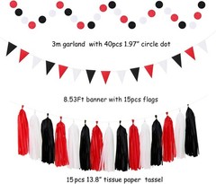Black White-Red Party-Decorations – 33pcs Birthday Banner,Streamers Tassel