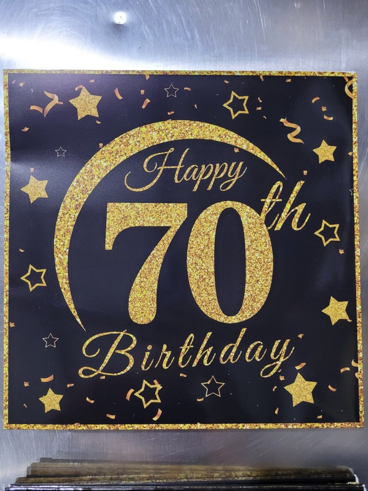4pcs 70th Birthday Decorations Boxes, Black Gold Happy 70 Birthday Boxes