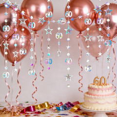 Iridescent 60Th Birthday Decorations for Her and Him Number 60 Circle Dots Star