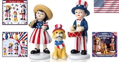 Vintage 3 Pcs 4th of July Decoration Statue Figurines Gifts Patriotic Resin S…