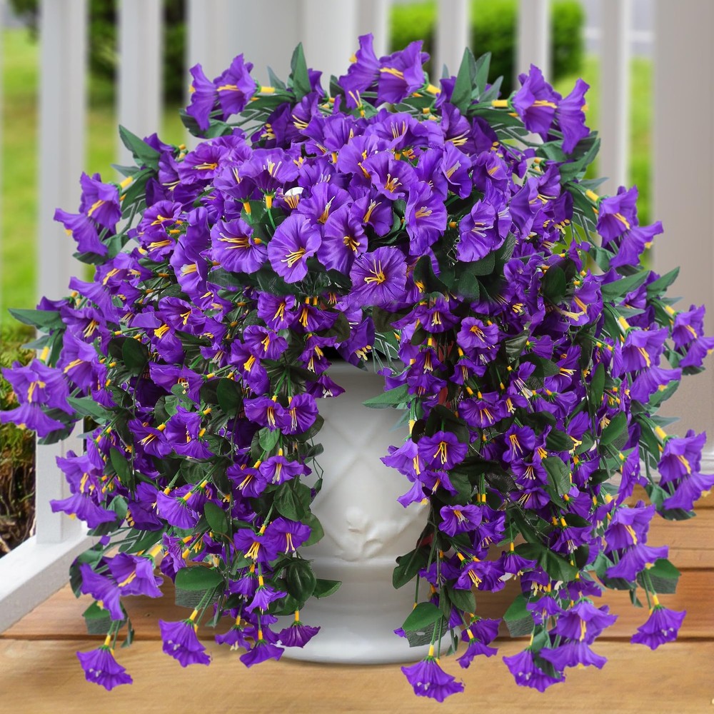 Sggvecsy Artificial Fake Hanging Flowers Plants for Outdoor 2Pcs, Purple