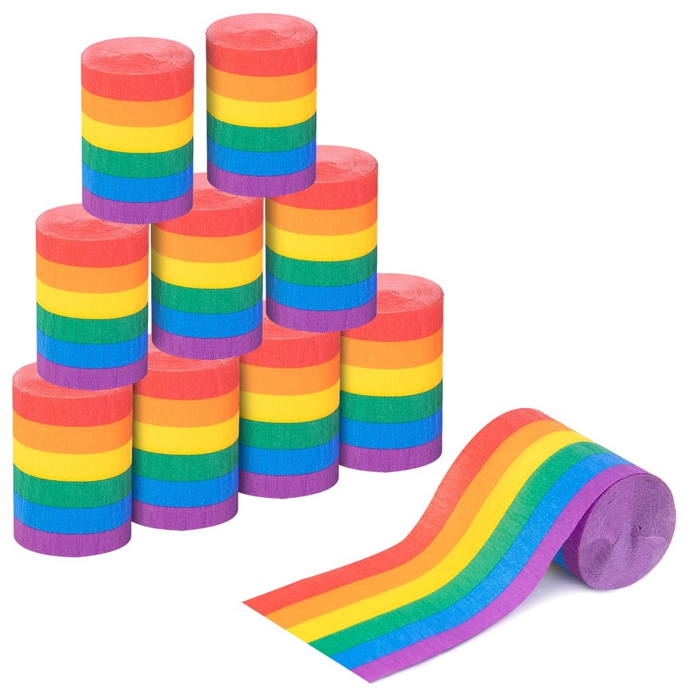 Rainbow Crepe Paper Streamers 12 Rolls 394 ft Colorful for Pride Day