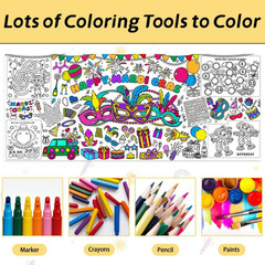 Mardi Gras Coloring Tablecloth/Poster, Mardi Gras Decorations, 72″ X 30″ Giant P