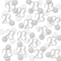 200 PCS Silver Glitter 23 Confetti 23rd Birthday Number Anniversary Decor