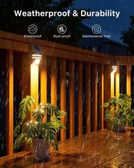 4 Pack Solar Stainless Steel Fence Lights Outdoor Waterproof Motion Sensor Wa…