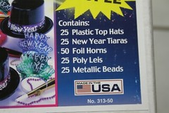 New Years Eve Party Assortment 50-Person New Year Party Kit 150 pieces, Metallic
