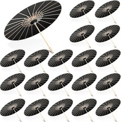 Paper Parasol Umbrellas for Wedding and Photography 23.6 Inch Black Set of 20