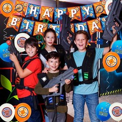161 Pcs Dart War Battle Zone Party Decoration Gun Plates Balloons Cake Topper