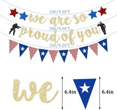 Military Going Away Party Decorations for Gold Glitter We are So Proud glod