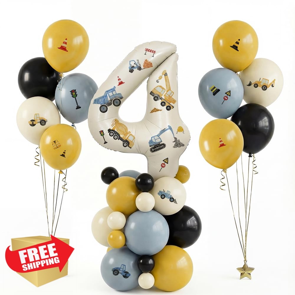 Construction Birthday Party Supplies, Construction Balloons 32 Inch Number 4 …