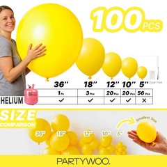 PartyWoo Yellow Balloons 100 pcs Different Sizes of 36 18 12 10 5 Inch Matte …