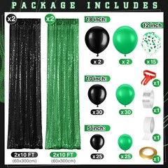 137 Pcs Black Green Graduation Decorations 2025 Balloon Garland Kit Sequin Ba…